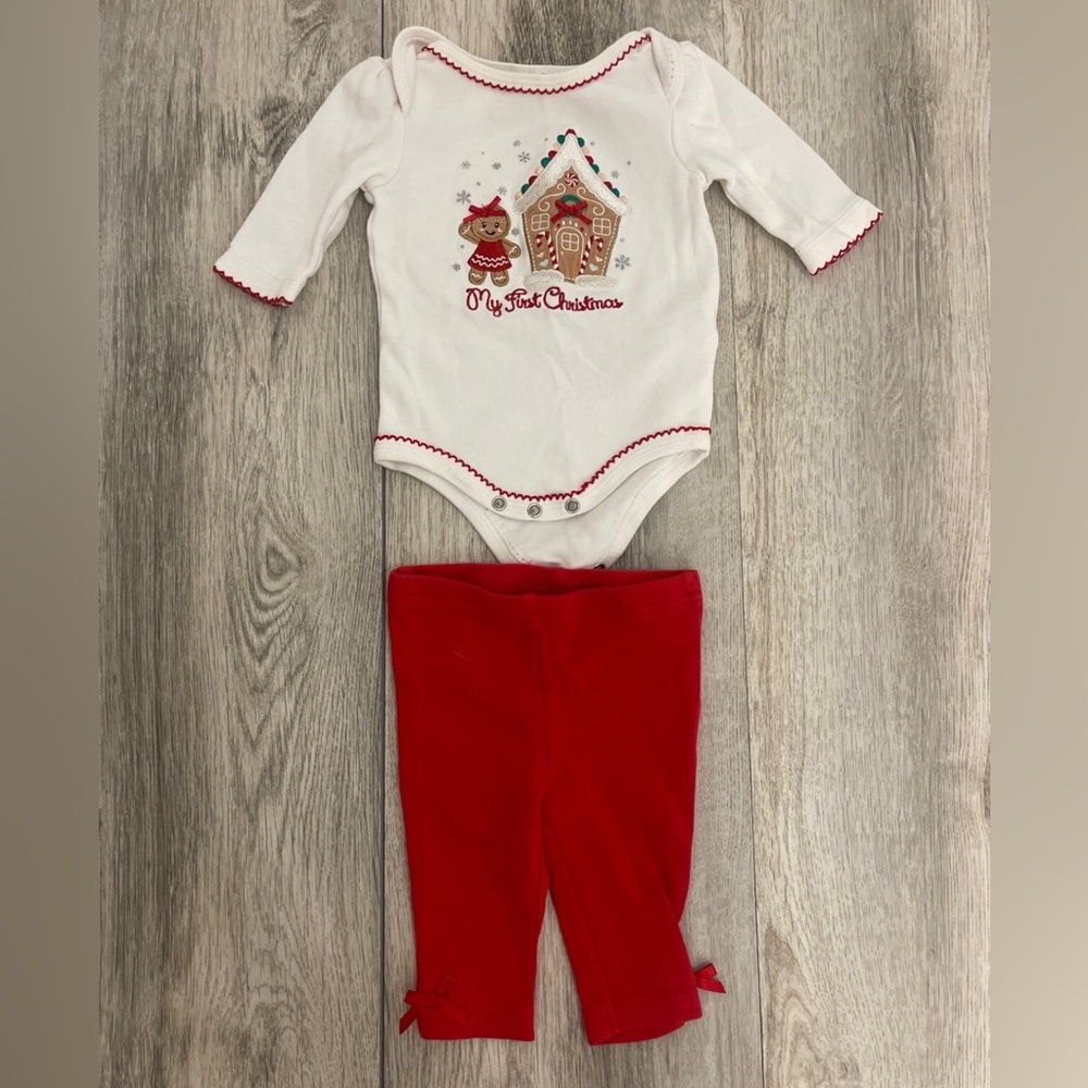 Baby Girl First Christmas Gingerbread Outfit Size 3 M